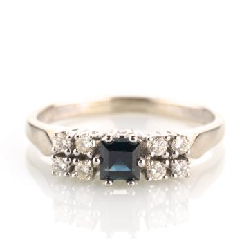 Damenring (585er Gold) mit Saphir und Brillanten