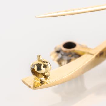 Preview: Antike Brosche (585er Gold) mit  Diamanten
