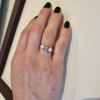 Damenring 585er Gold mit 0.25ct Brillant und Perlen