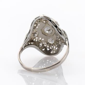 Art Deco Ring aus 585er Weißgold mit 0.80ct Brillanten