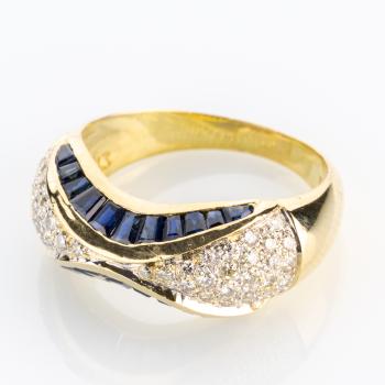 Ladies ring 18k gold with 1.0ct sapphires and 0.50ct diamonds