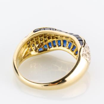 Ladies ring 18k gold with 1.0ct sapphires and 0.50ct diamonds