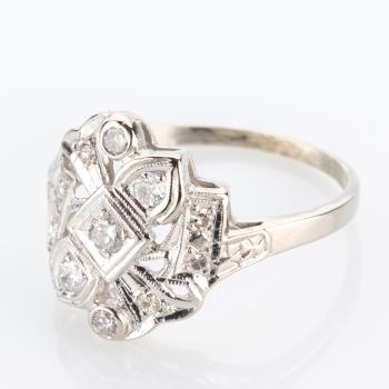 Preview: Art Deco Damenring 585er Gold mit 0.40ct Diamanten