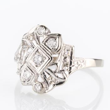 Preview: Art Deco Damenring 585er Gold mit 0.40ct Diamanten