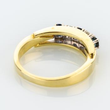 Preview: Vintage Ring (585er Gold) mit Saphiren und Brillanten