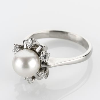Ring 585er Gold mit Perle und 0.24ct Brillanten