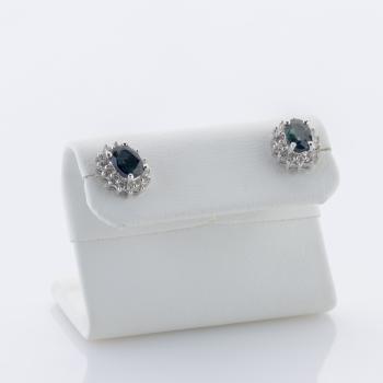 1ct Sapphire and 0.30ct Diamond Earrings in 14K White Gold