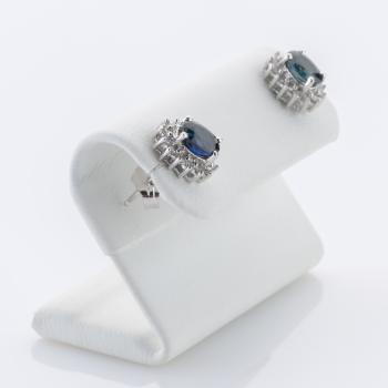 Preview: 1ct Sapphire and 0.30ct Diamond Earrings in 14K White Gold