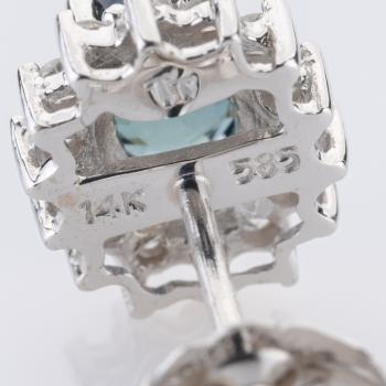1ct Sapphire and 0.30ct Diamond Earrings in 14K White Gold