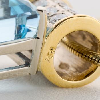 18.0 Carat Aquamarine and 0.30 Carat Diamond Pendant in 18k Multicolor Gold