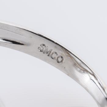 Ring aus 585er Weißgold mit Camphorglas und 0.02ct Brillant