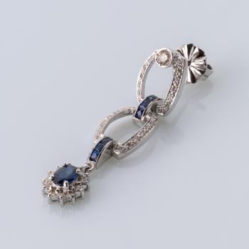 Earrings 14k gold with 0.40ct sapphires and 0.86ct diamonds