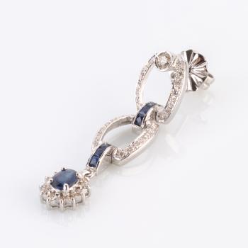 Earrings 14k gold with 0.40ct sapphires and 0.86ct diamonds
