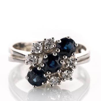 Damenring aus 585er Gold mit 0.75ct Saphiren und 0.30ct Brillanten