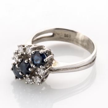 Preview: Damenring aus 585er Gold mit 0.75ct Saphiren und 0.30ct Brillanten