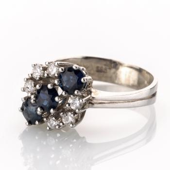 Preview: Damenring aus 585er Gold mit 0.75ct Saphiren und 0.30ct Brillanten