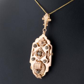 Anhänger aus 585er Rotgold mit 6 Diamanten