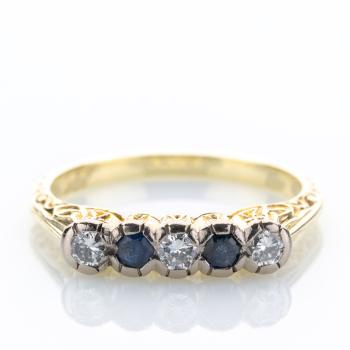 Antiker Ring aus 585er Gold mit 0.10ct Saphiren und 0.21ct Brillanten