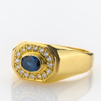 Vintage Ring aus 750er Gold mit Saphir und Brillanten