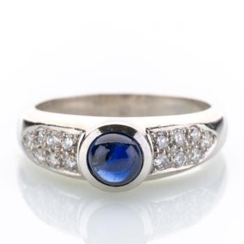 Vintage Ring aus 750er Gold mit 0.50ct Saphir und 0.28ct Diamanten