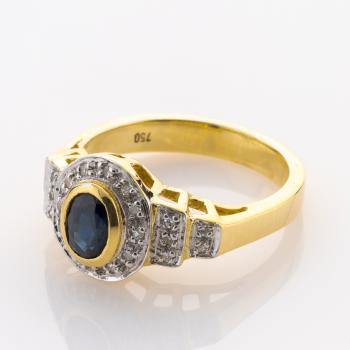 Preview: Vintage Ring mit 0.30ct Saphir und 0.20ct Brillanten