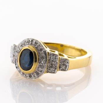 Preview: Vintage Ring mit 0.30ct Saphir und 0.20ct Brillanten