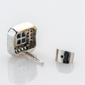 18k white gold ear studs with 0.40ct sapphires and 0.80ct diamonds