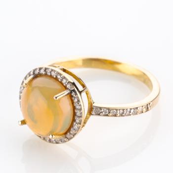 Ring 750er Gold mit Opal und 0.50ct Brillanten