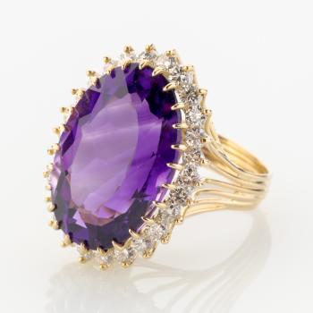 Preview: Damenring 750er Gold mit 15.0ct Amethyst und 1.30ct Brillanten