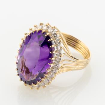Preview: Damenring 750er Gold mit 15.0ct Amethyst und 1.30ct Brillanten