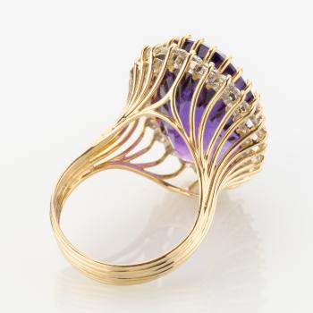 Preview: Damenring 750er Gold mit 15.0ct Amethyst und 1.30ct Brillanten