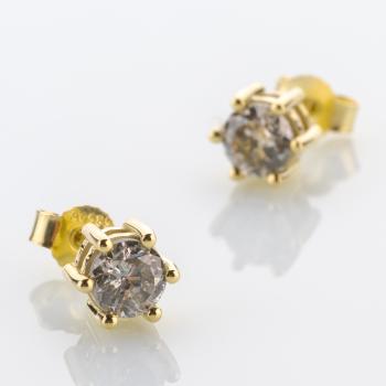 14k gold ear studs with 1.66ct diamonds