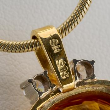 Preview: 11 Carat Citrine and 0.20 Carat Diamond Pendant in 14k Yellow Gold