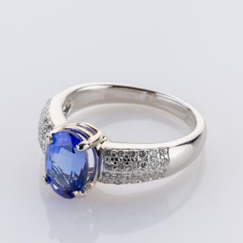 Preview: 2.4ct Tanzanite and 0.5ct Diamond Ring in Platinum