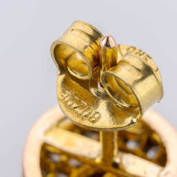 Antique earrings 14k gold + silver with 2.40ct diamonds