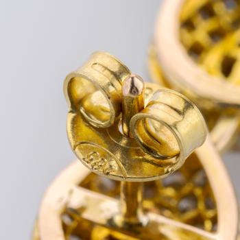 Antique earrings 14k gold + silver with 2.40ct diamonds