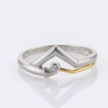 Ring aus 750er Gelbgold und Platin mit 0.02ct Diamant