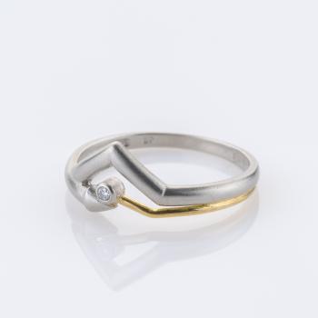 Preview: Ring aus 750er Gelbgold und Platin mit 0.02ct Diamant