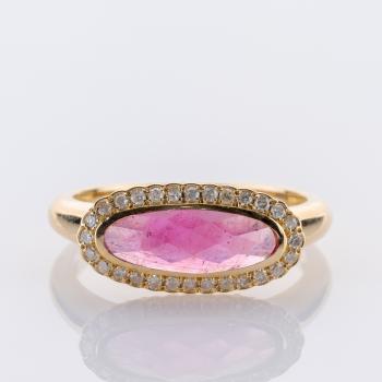 1.0ct Ruby and 0.30ct Diamond Ring in 14K Yellow Gold