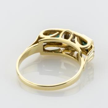 Preview: 14k vintage gold ring with tourmalines and diamonds