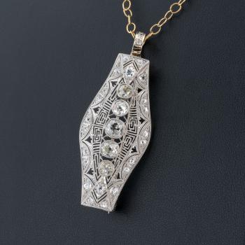 Art Deco Anhänger (Platin) mit Diamanten