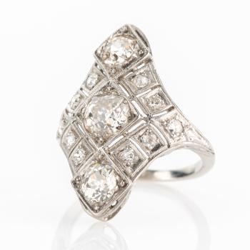 Preview: Art Deco Ring (Platin) mit 2.30ct Brillanten