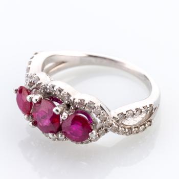 Preview: Damenring 585er Gold mit 1.50ct Rubine und 0.75ct Brillanten