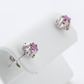 Preview: Ruby Stud Earrings in 14K White Gold, ca. 1970