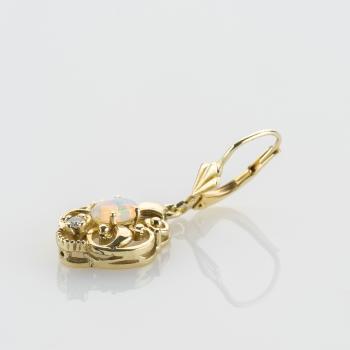 Preview: Opal Drop Earrings in 14K Yellow Gold with 0.04 ct Diamonds