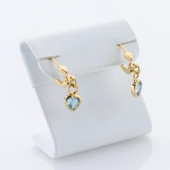 Heart-Shaped Topaz Drop Earrings in 14K Yellow Gold