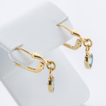 Preview: Heart-Shaped Topaz Drop Earrings in 14K Yellow Gold
