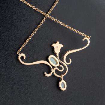 Preview: Collier aus 585er Gelbgold mit Opalen – inspiriert vom Jugendstil