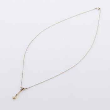 Collier aus 585er und 750er Gold mit Perle und 0.03ct Diamanten