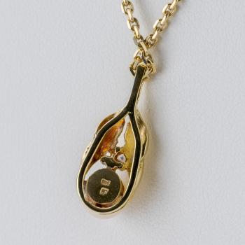 Preview: Pearl and 0.02 Carat Diamond Pendant in 14k Yellow Gold